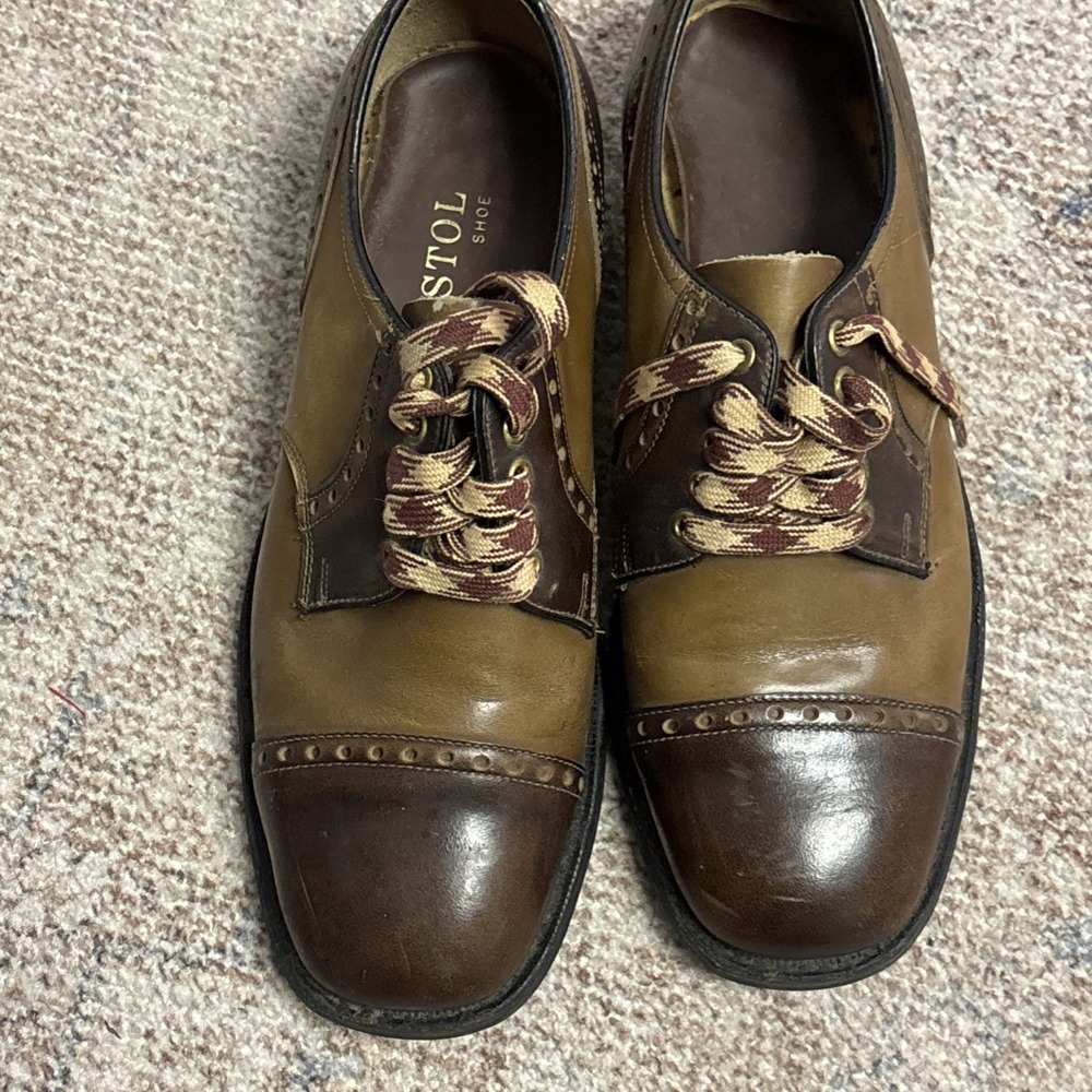 Vtg Bristol Men's Sz 5 60s 70s Platform Disco Shoes Brown Patent Leather  Groovy